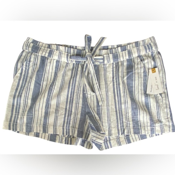 Land’ n Sea Striped Blue and White Women's Shorts Linen Blend XL - Picture 1 of 10